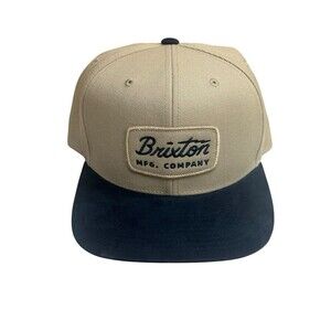 Brixton Linwood Snapback Baseball Trucker Hat Tan & Blue Adjustable
